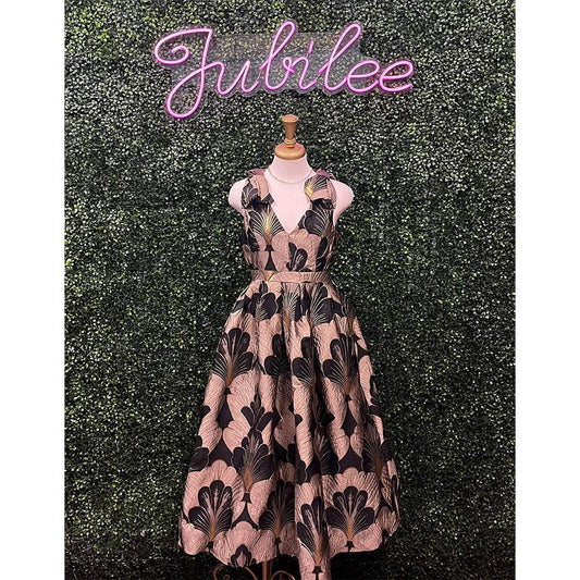 Fleur Mocha Gold Metallic Dress