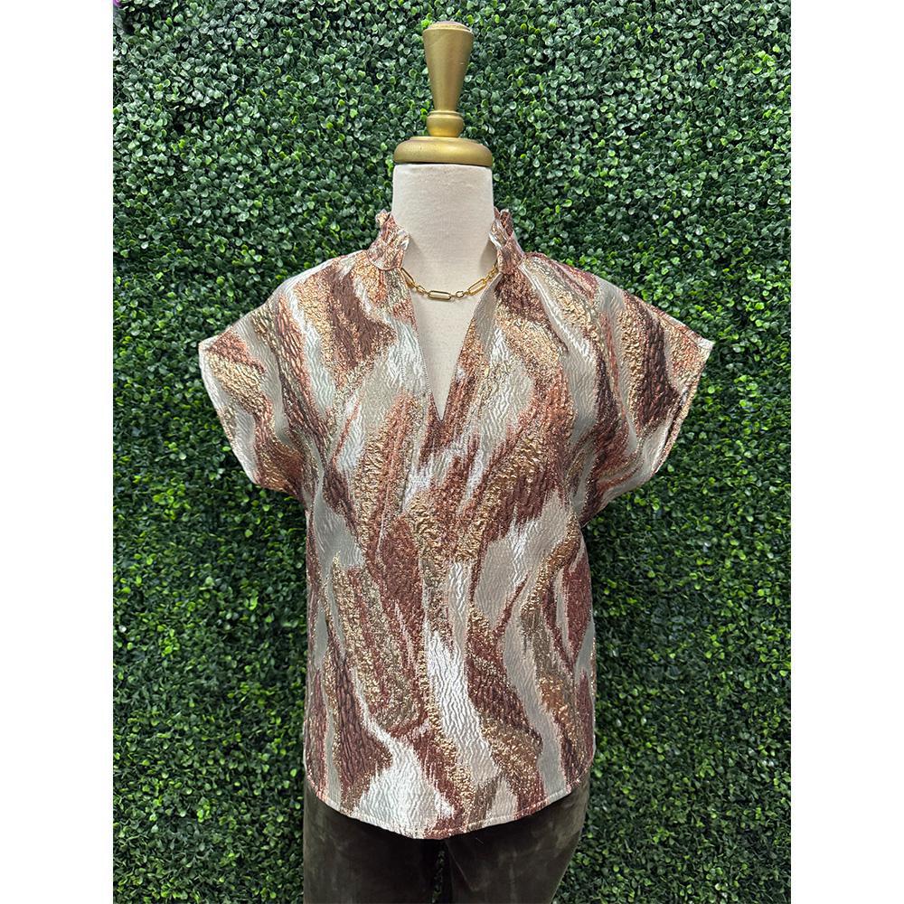Holly Cream Metallic Multi-Color Top