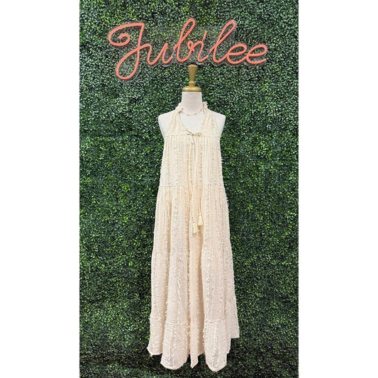 Layna Sleeveless Cotton Fringe Maxi Dress