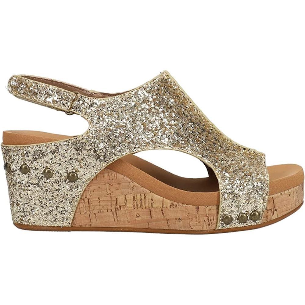 Carley Gold Glitter Corky's Wedges