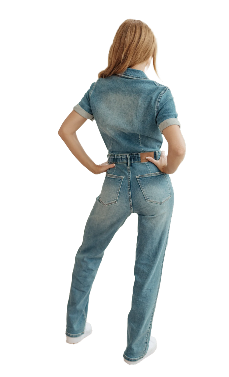 Judy Blue Short Sleeve Stretch Denim Jumpsuit
