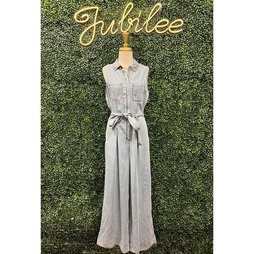 Sia Mineral Washed Tie Waist Jumpsuit