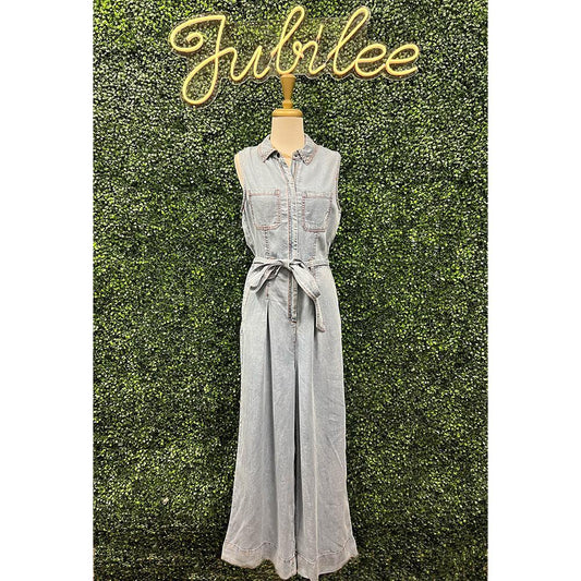 Sia Mineral Washed Tie Waist Jumpsuit