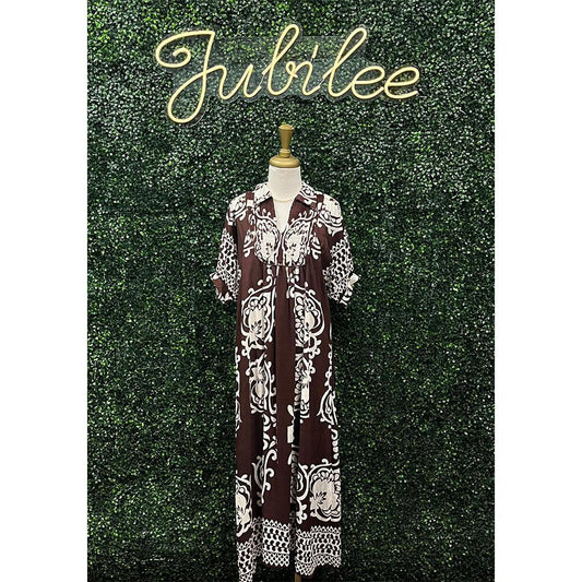 Lindsey Chocolate Smocked Midi Dress