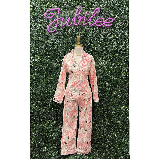 Nutcracker Rose Flannel Long Pajama Set