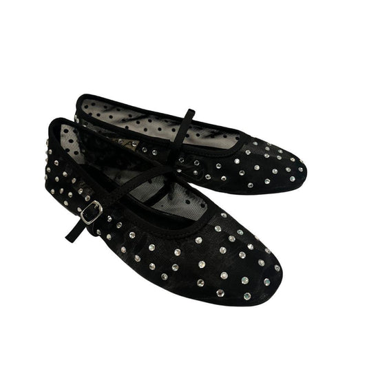 Kerra Black Jeweled Flats
