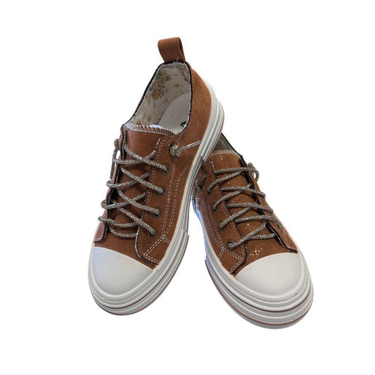 Aman Tan Sparkle Suede Shoes
