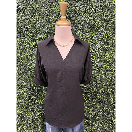 Black Collared Neck Top