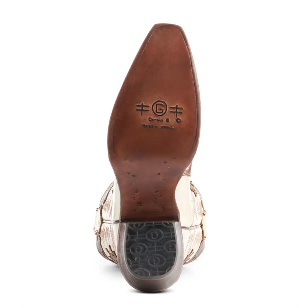 Pearl & Cognac Overlay Snip Toe Boots L6032
