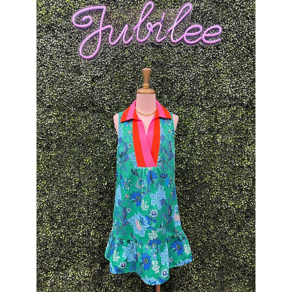 Blair Green Sleeveless Floral Dress