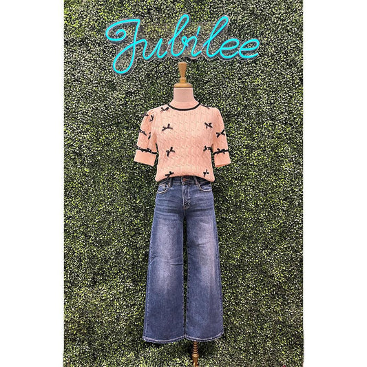 Risen Dark High Rise-Crop Wide Jeans