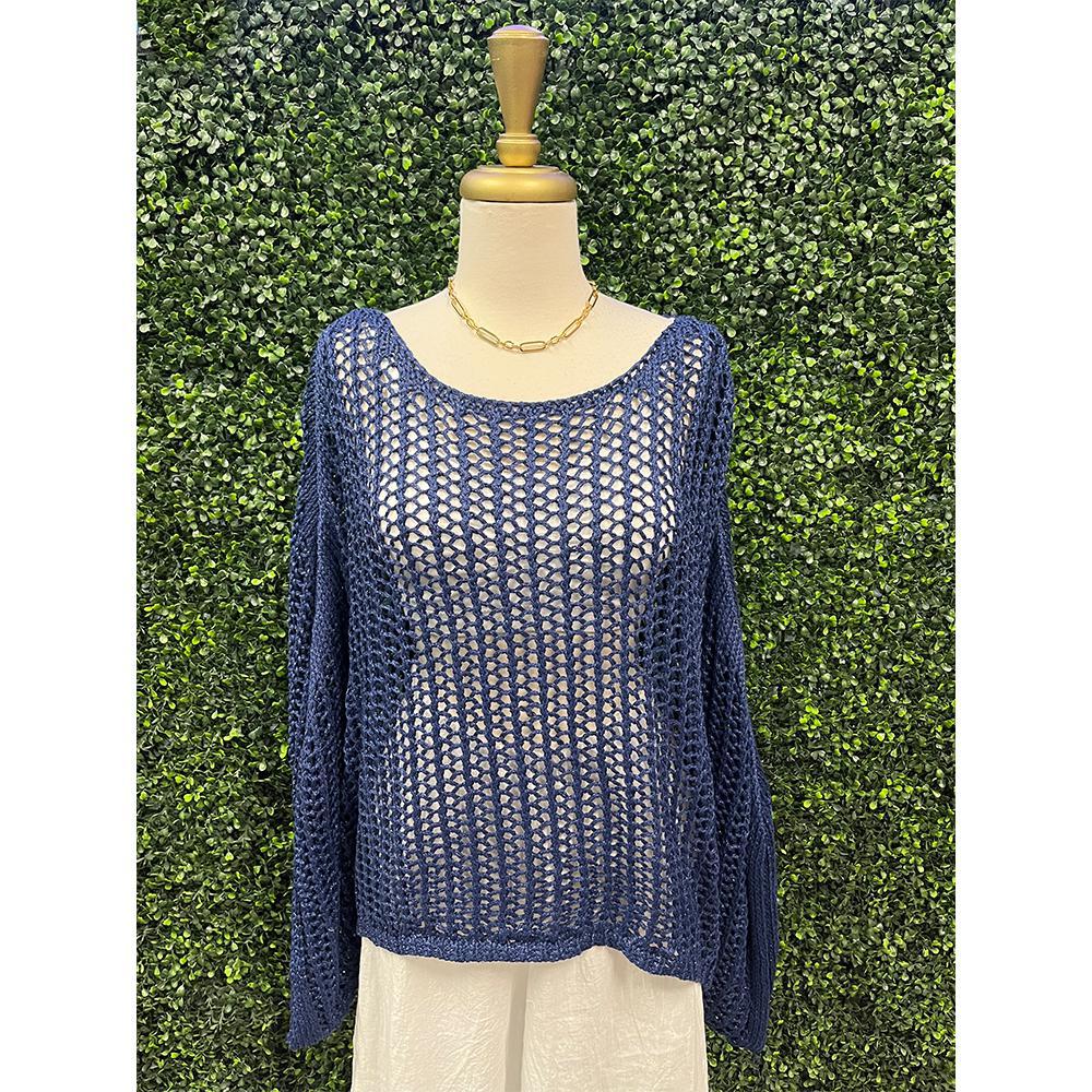 Pyper Crochet Poncho in Navy