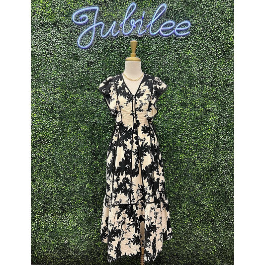 Darcy Botanical Flutter Sleeve Dress