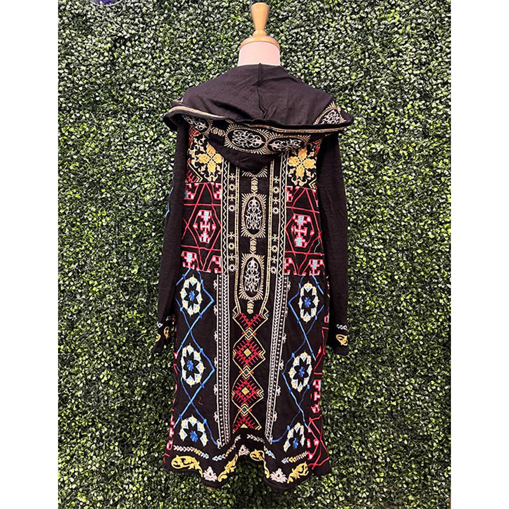 Double Face Embroidered Hooded Cardigan