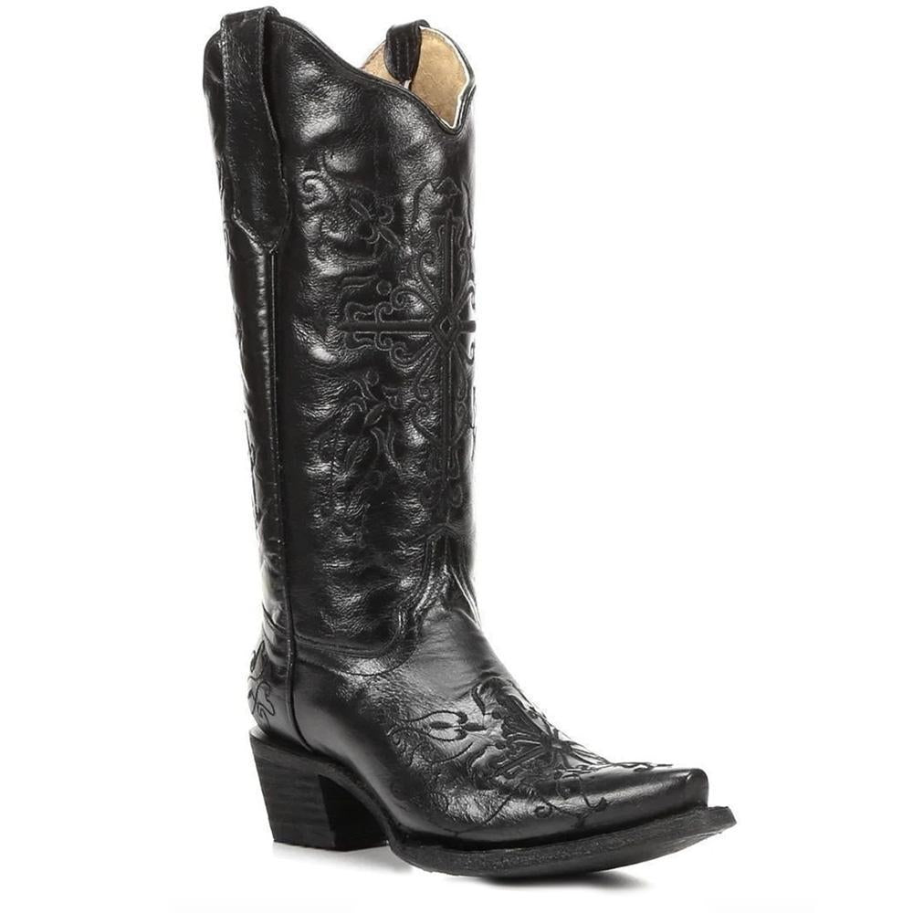 Black Cross Embroidered Boots by Circle G L5060