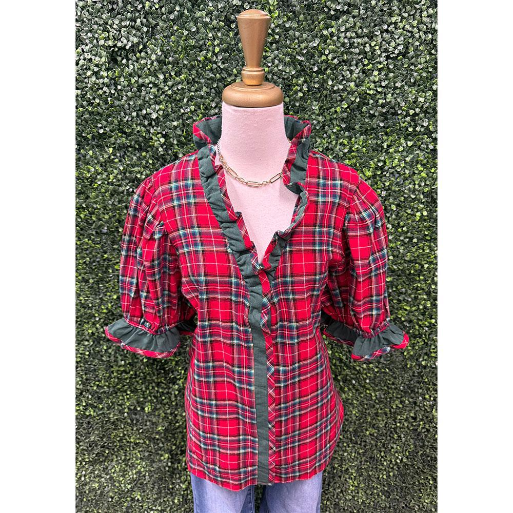 Mazie Red Plaid Top