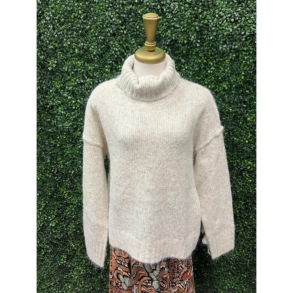 Hannah Stone Fringe Turtleneck Sweater