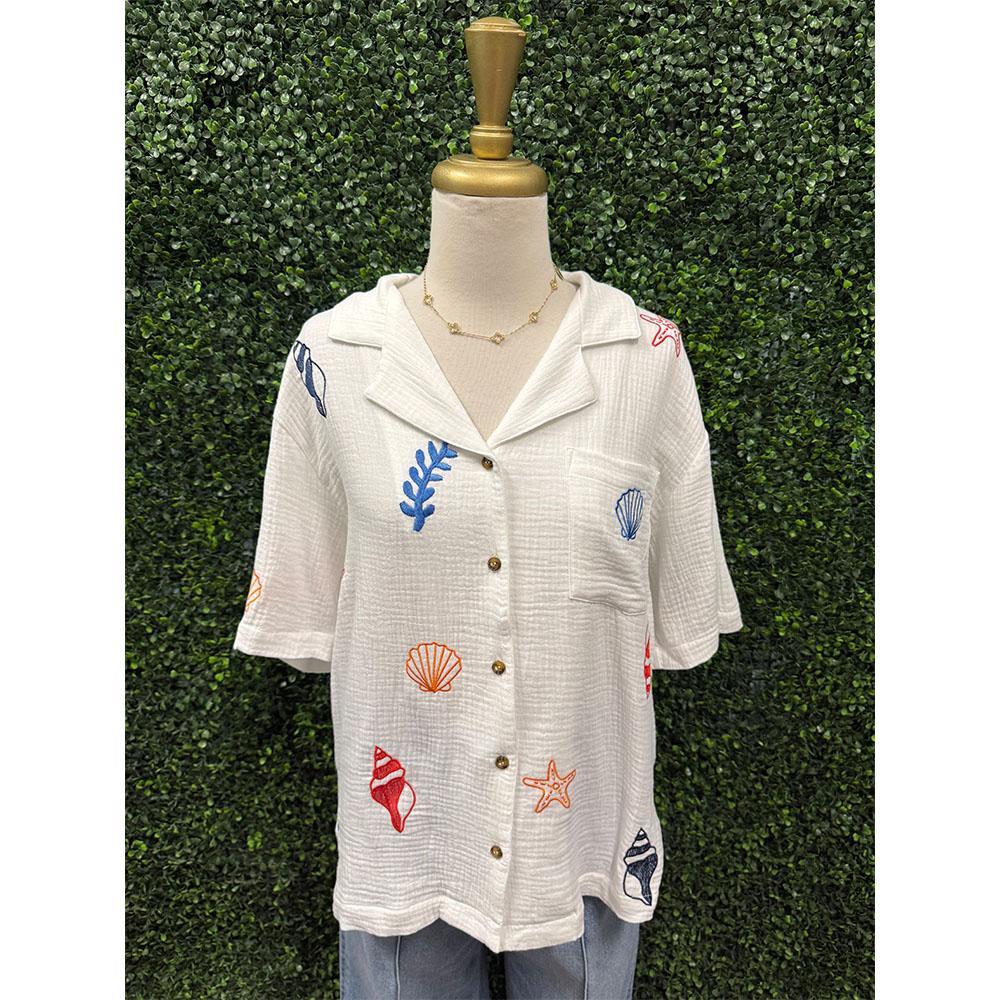 Marina Ocean Inspired Cotton Gauze Top