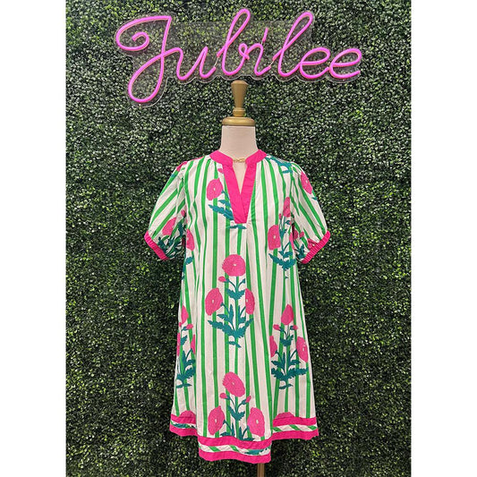 Celene Floral Stripe Dress