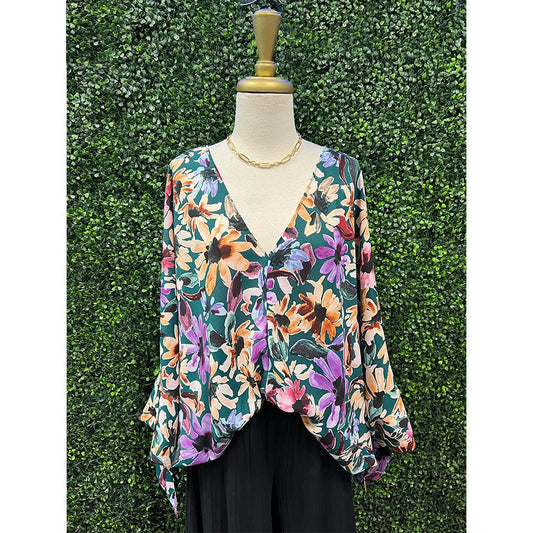 Anya Forest Mix Flower Print Top