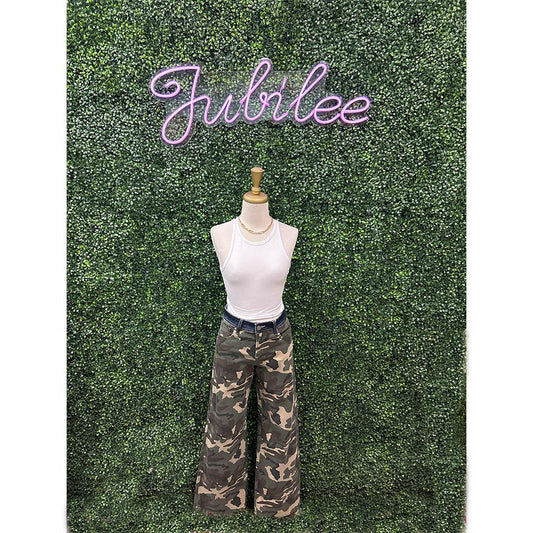 Camo Jean High Rise Risen Straight Pants