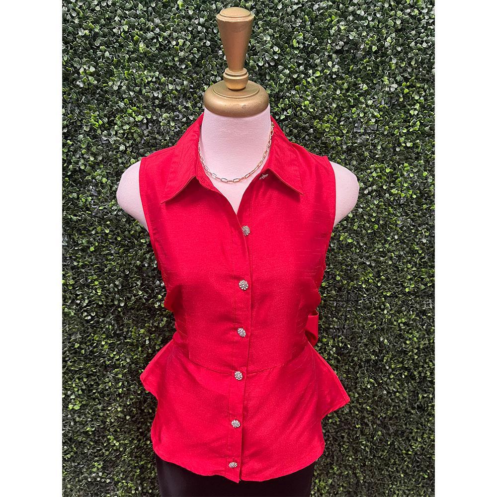 Verity Red Peplum Hem Top
