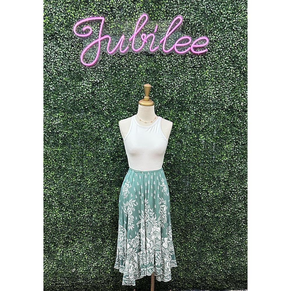 Sharee Olive Green Floral Skirt