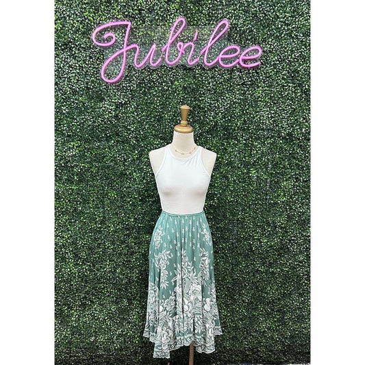 Sharee Olive Green Floral Skirt