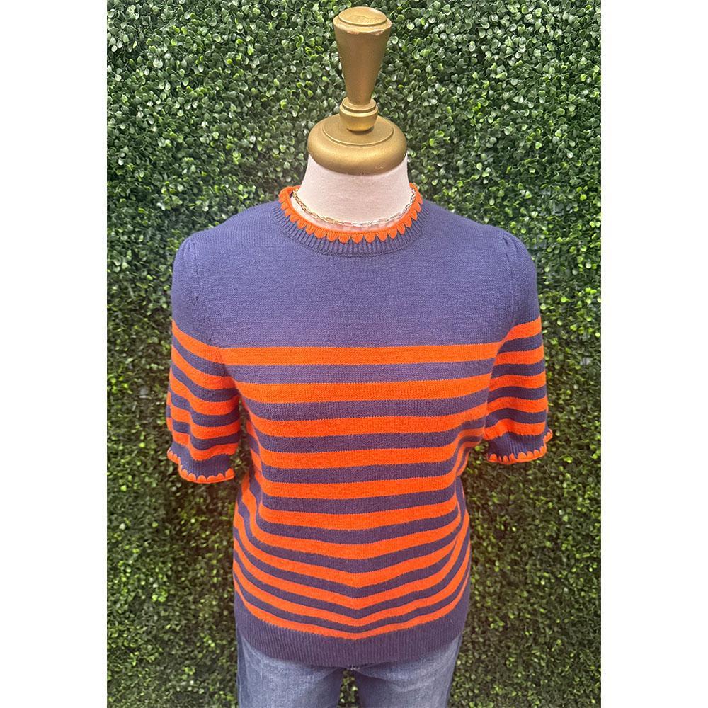 Loretta Saffron Striped Romantic Knit Top