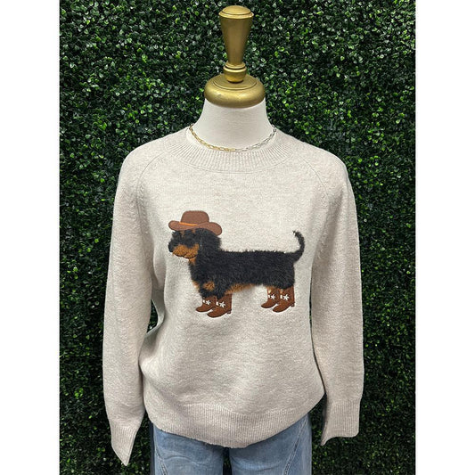 Cowboy Dachshund Graphic Sweater
