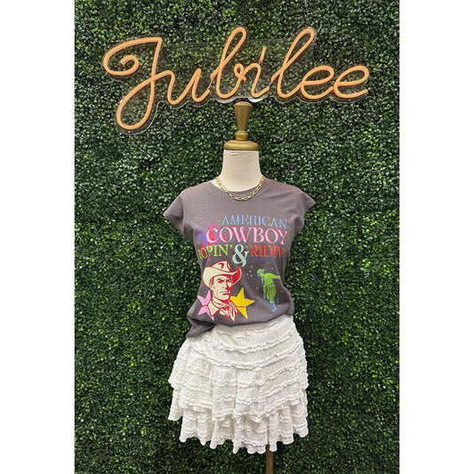 Nia White Tiered Mini Skirt