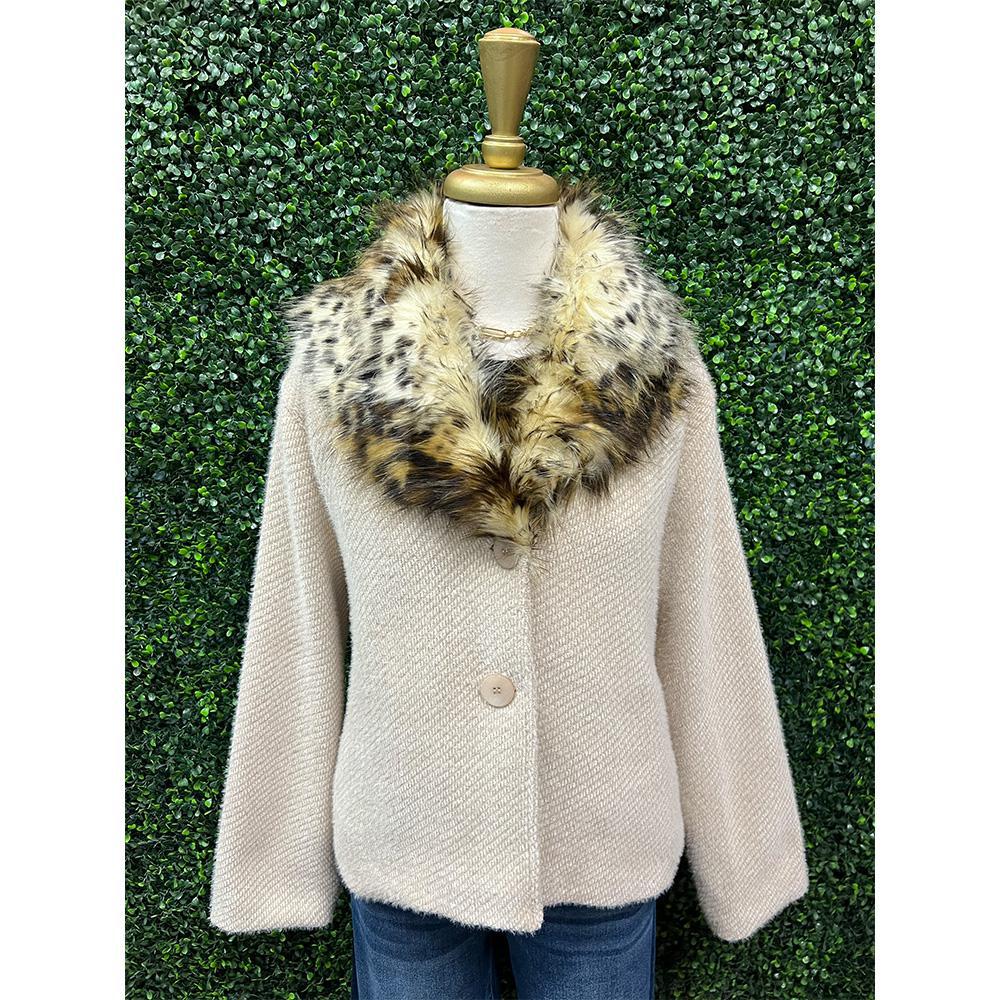 Carmela Faux Leopard Collar Jacket
