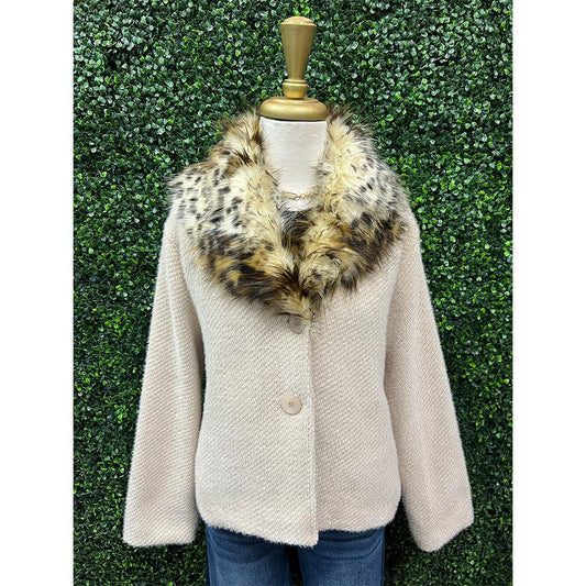 Carmela Faux Leopard Collar Jacket