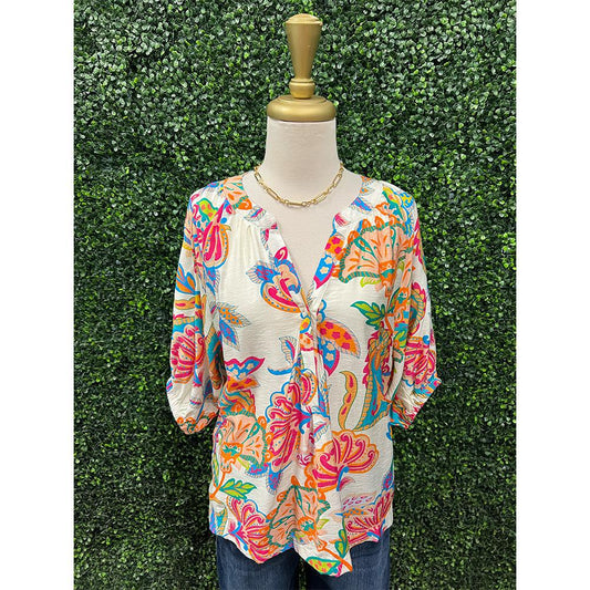 Kimie Cream Paisley Top
