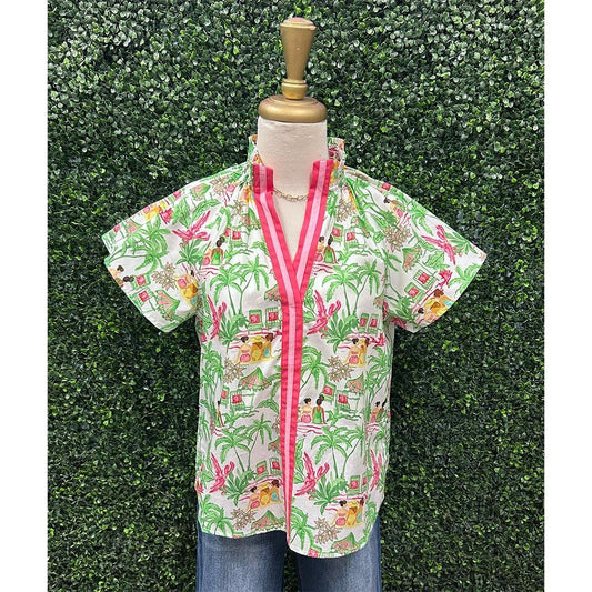 Mitzy Vacation Scene Print Top