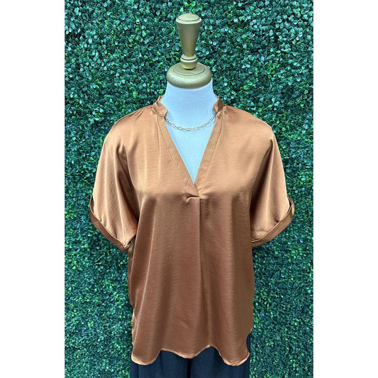Rust Satin Cleo Blouse
