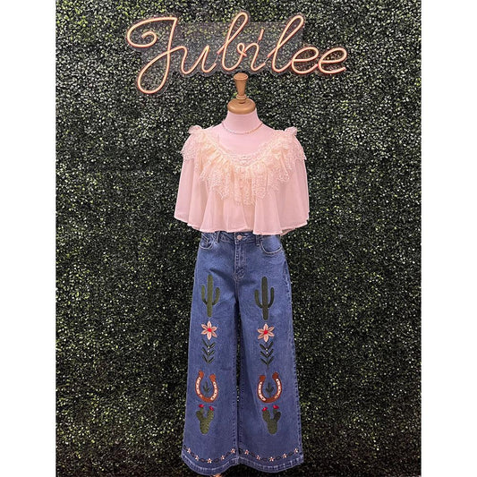 Rosalie Western Embroidered Jeans