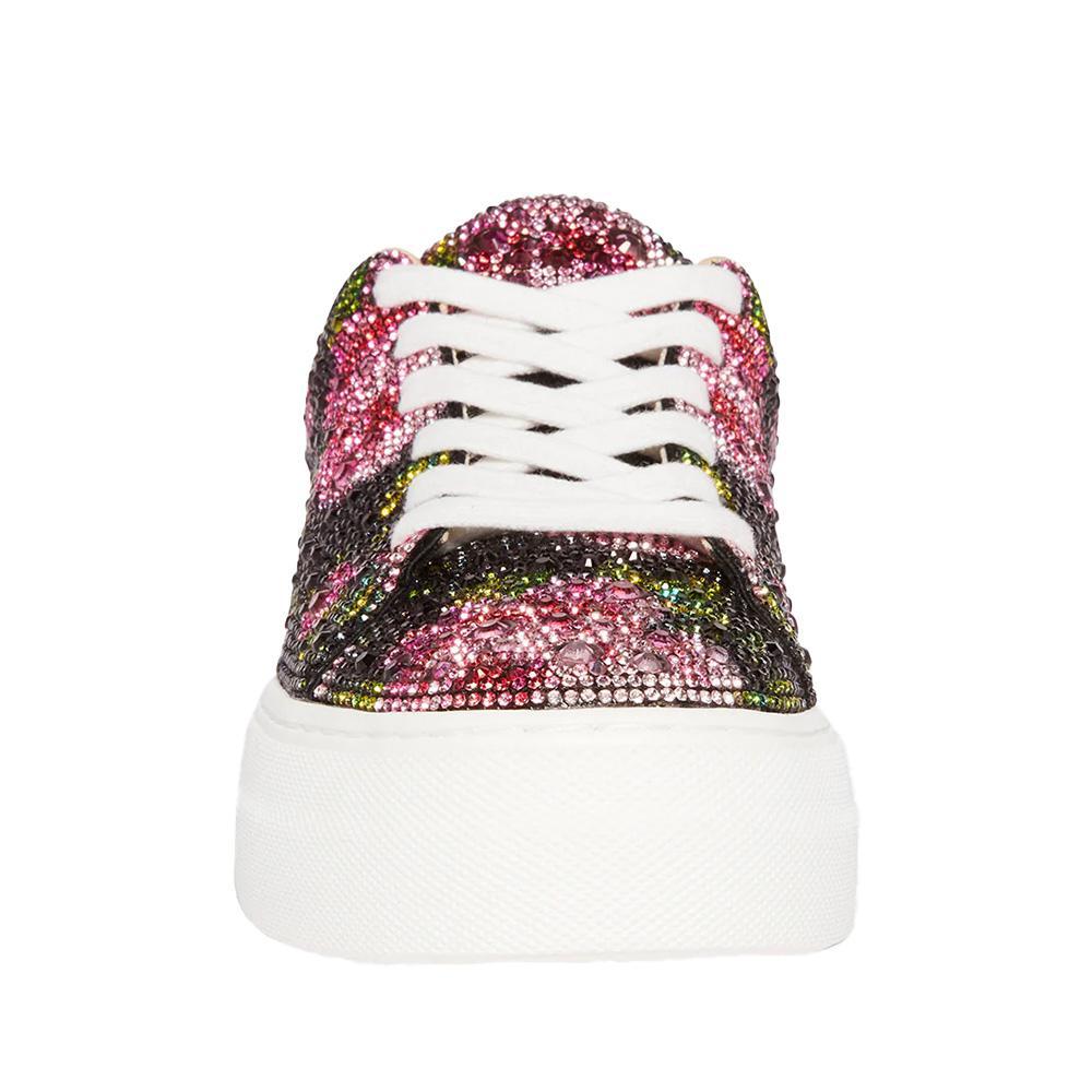 Sidny Black & Pink Floral Rhinestone Sneaker