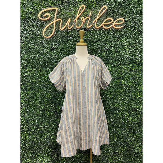 Ashlee V-Neck Striped Mini Dress