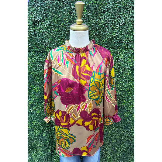 Arisbeth Mocha Floral Top