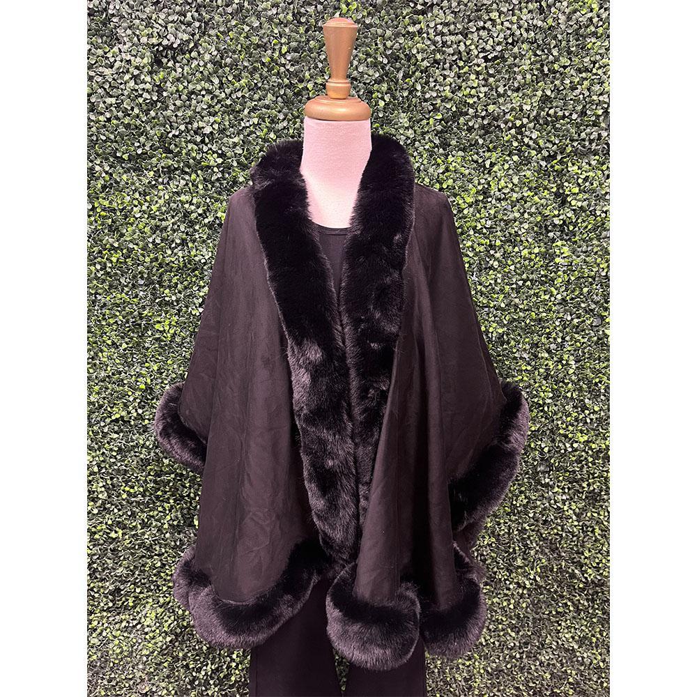 Black Faux Suede Ruana
