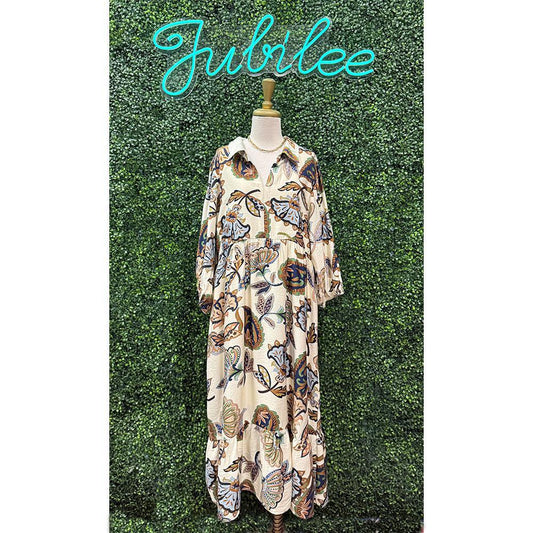 Caroleena Boho Paisley Tiered Midi Dress