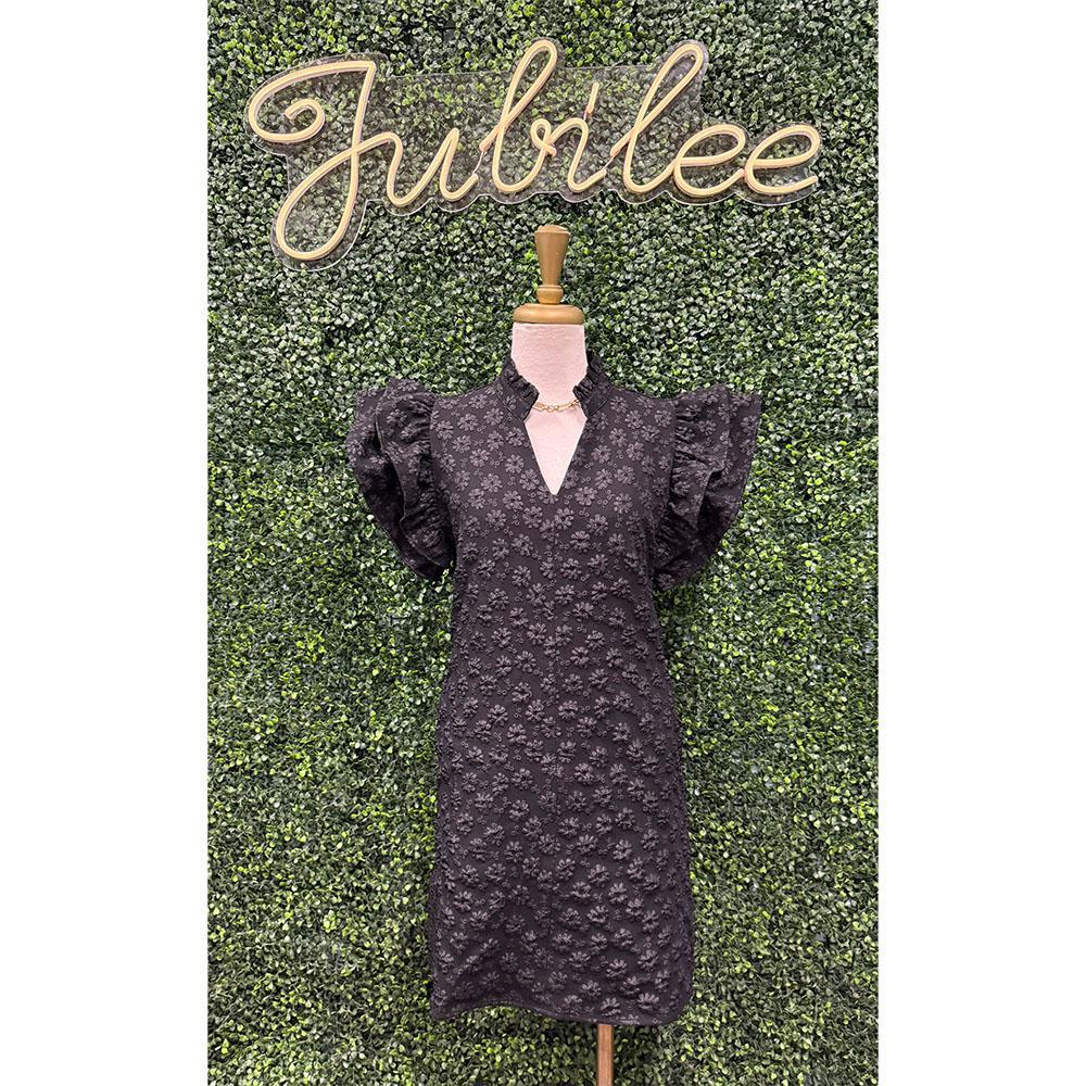 Dani Black Floral Embroidered Dress