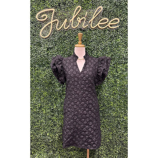 Dani Black Floral Embroidered Dress