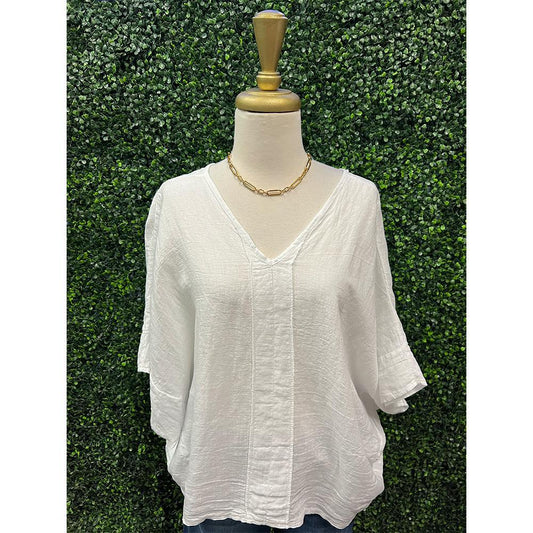Maren White Linen Top
