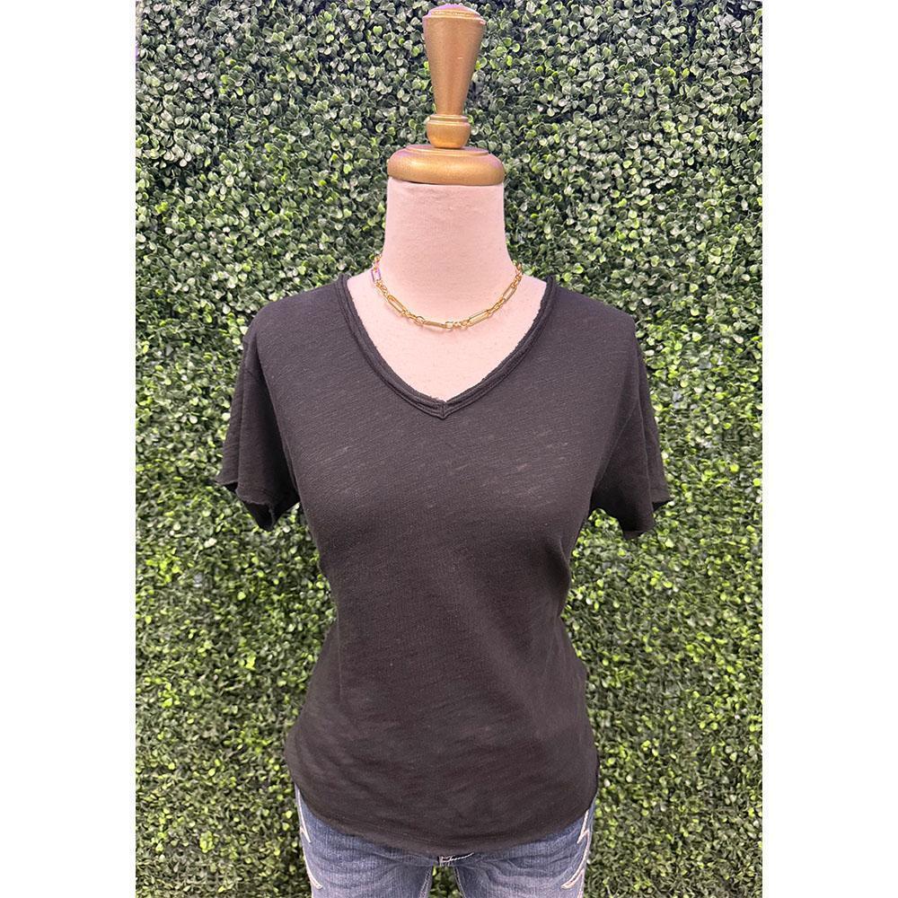 Vanya Black V-Neck Top