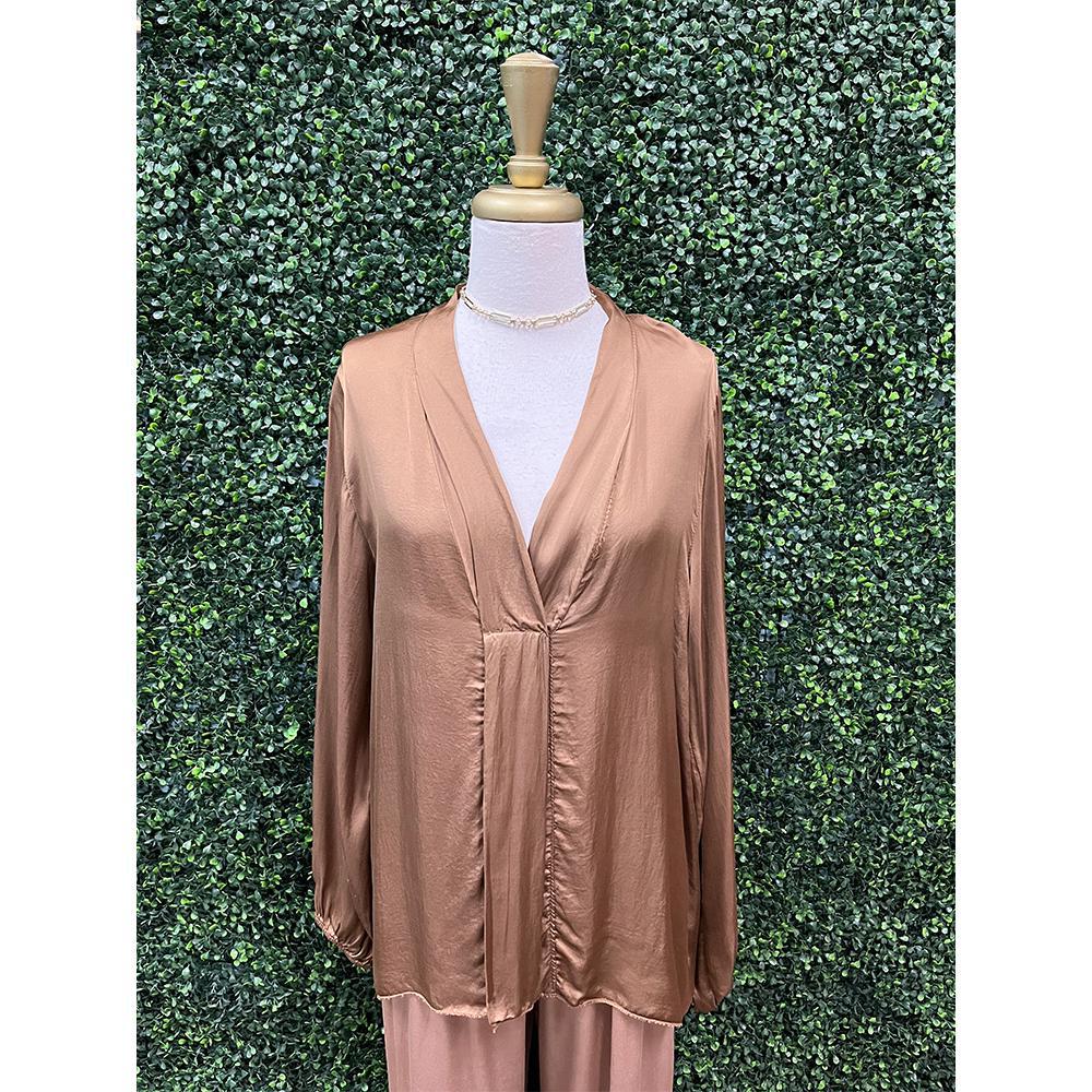 Golden Brown Silk Top