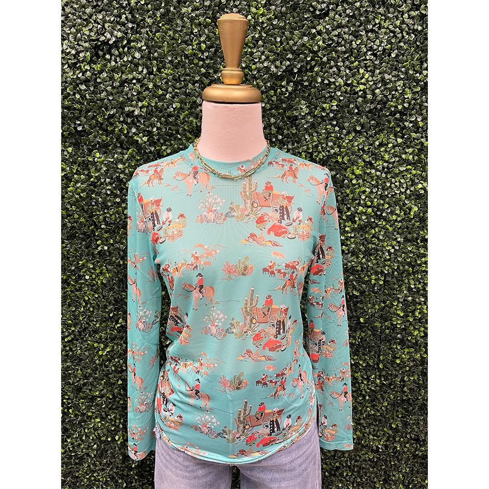 Turquoise Wagon Mesh Top