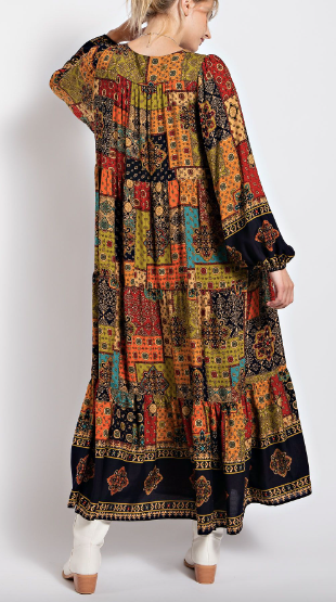 Vintage Boho Printed Maxi Dress