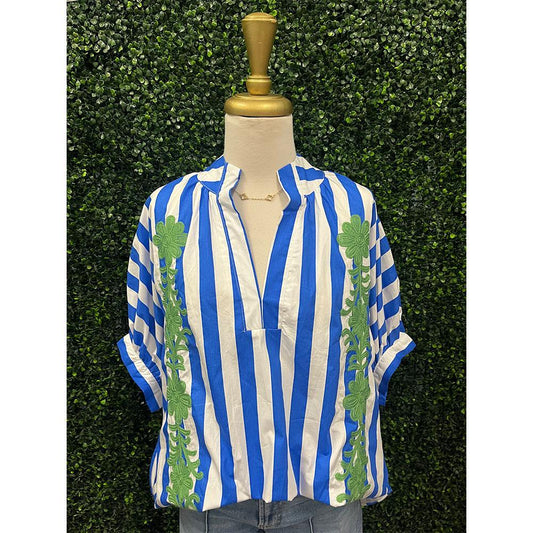 Taggie Cerulean Stripe Blouse